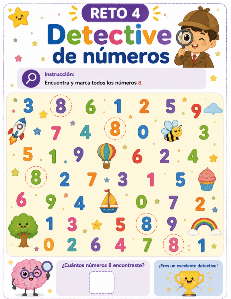 Página de actividad: detective de números